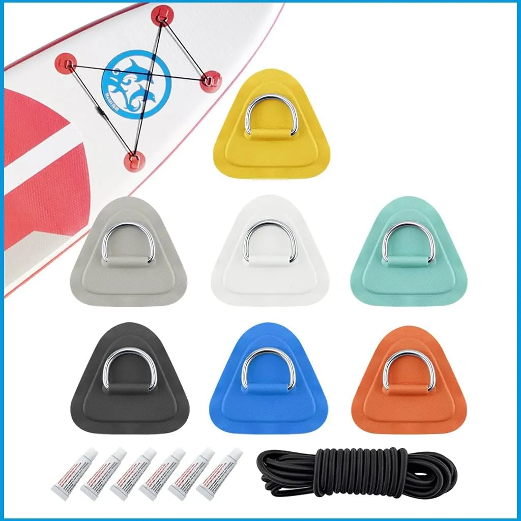 1 Set D Ring Pad PVC Patch Boat Deck Rigging 2.5m Black Elastic Bungee Rope Kit for Stand Up Paddle Board SUP Deck Accessories