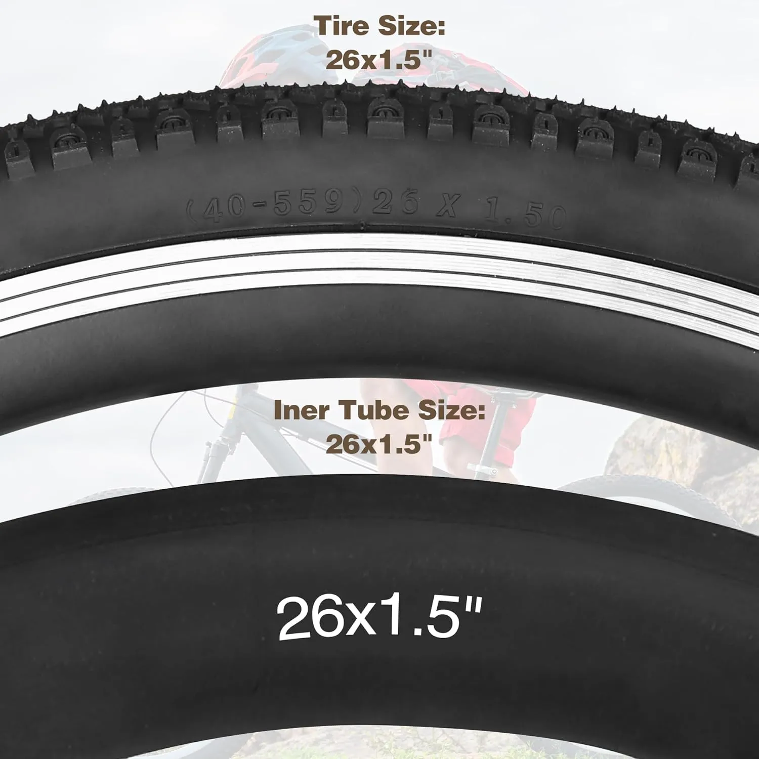 2 Pack 26x1.5 Bike Tire with Tubes City Bike Tire Mountain Bike Vintage Bicycle Tire Compatible Replacement Bicycle Tire
