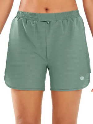 ALLZERO Women's Swim Board Shorts 5" with Pockets Quick Dry Beach Shorts with Liner Ruched Waistband