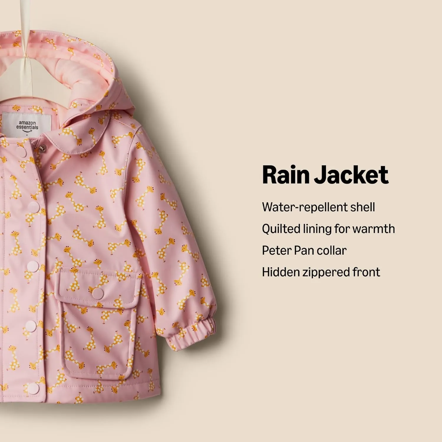 Amazon Essentials x Sofia Grainge Toddlers and Baby Girls' Water-Repellent Rain Jacket