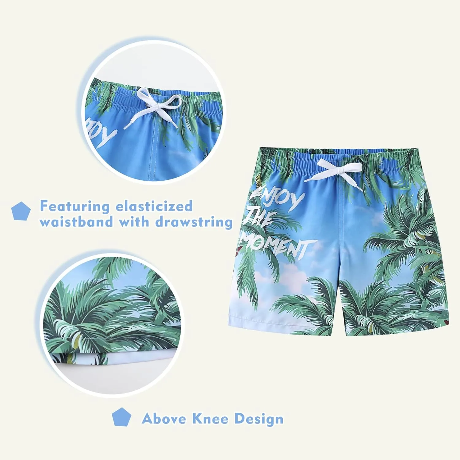 Boys Swim Trunks Quick Dry UPF 50  Beach Swim Shorts Kids Board Shorts 3-14 Years