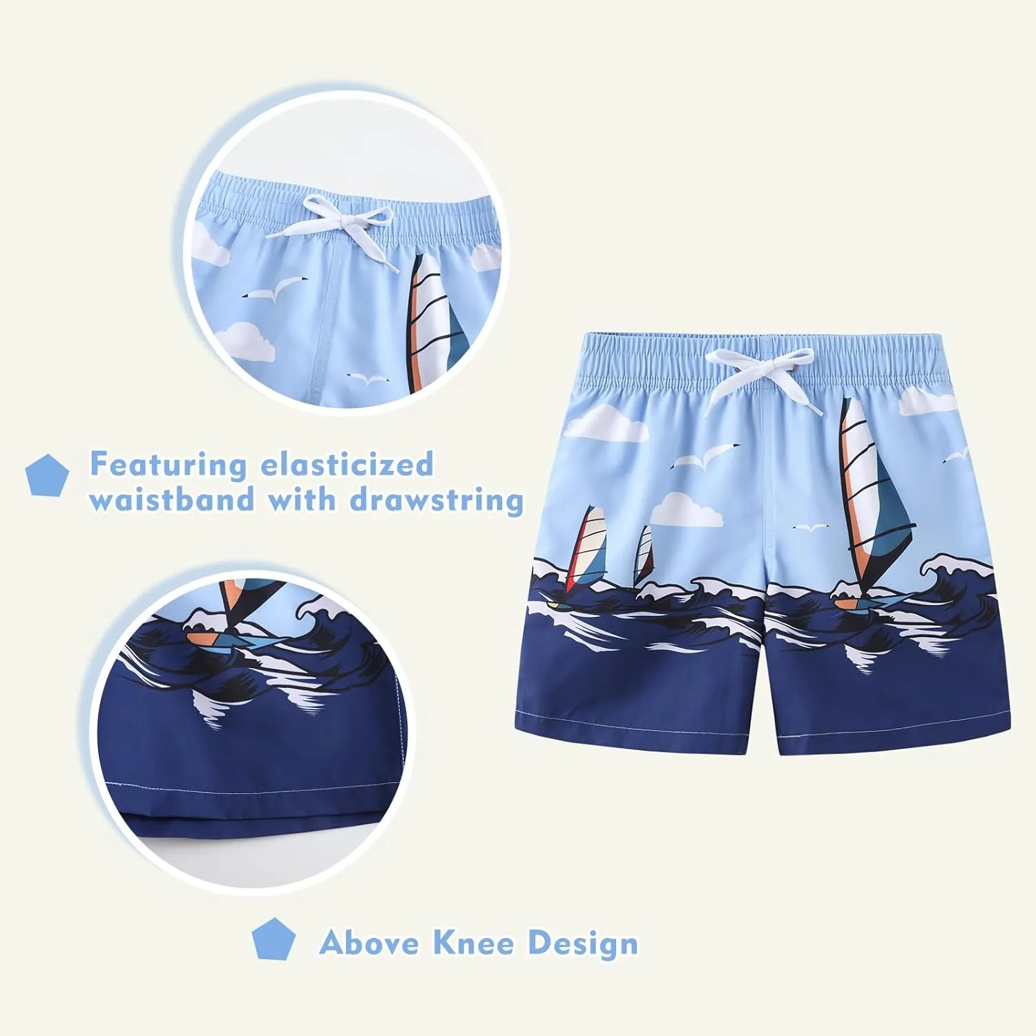 Boys Swim Trunks Quick Dry UPF 50  Beach Swim Shorts Kids Board Shorts 3-14 Years