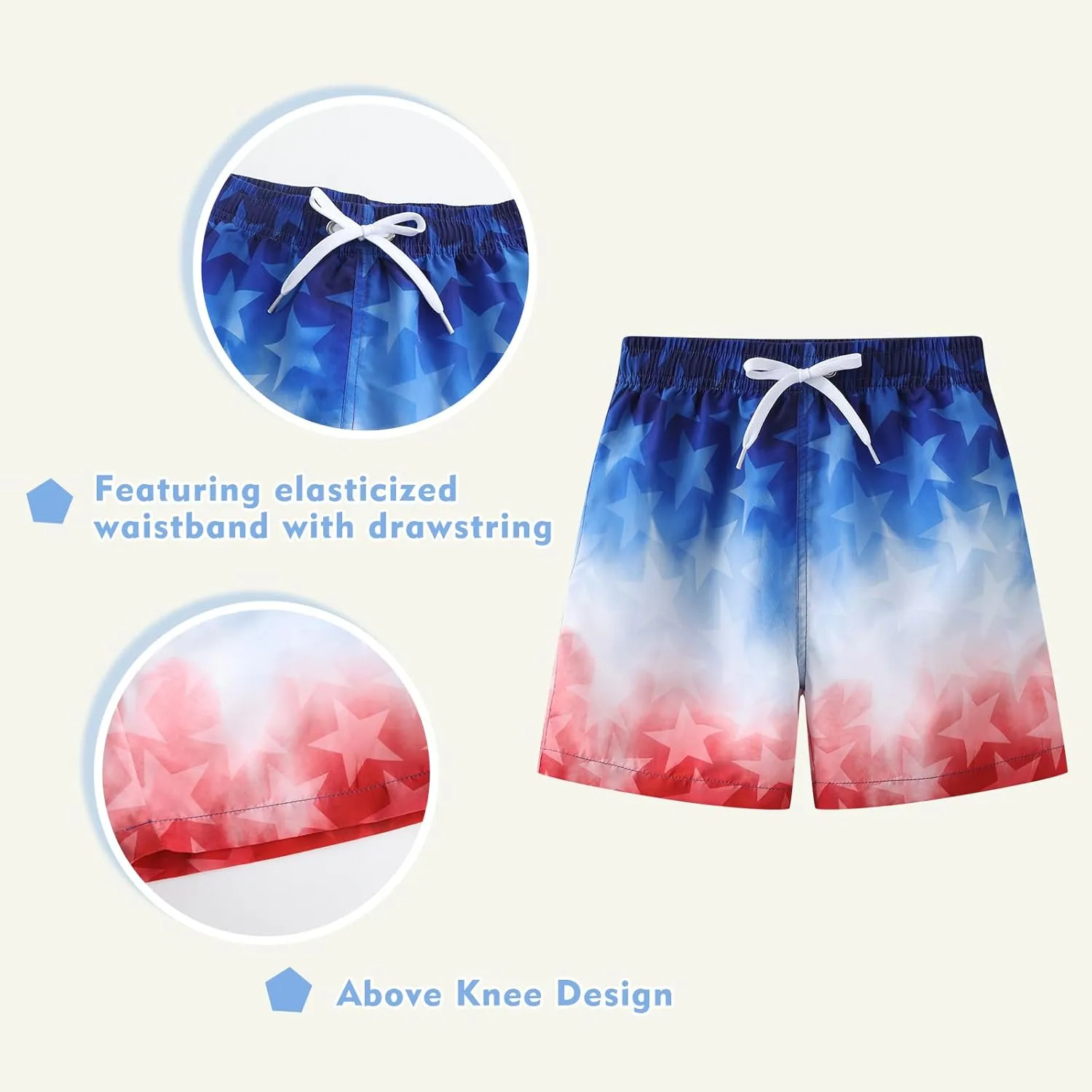 Boys Swim Trunks Quick Dry UPF 50  Beach Swim Shorts Kids Board Shorts 3-14 Years