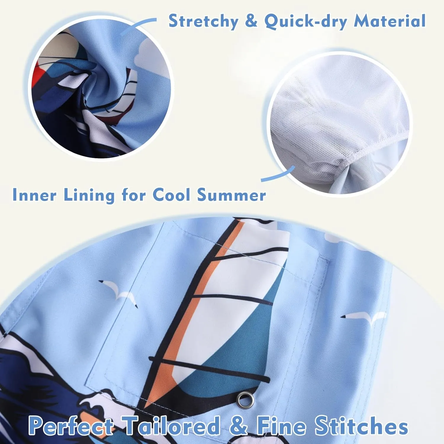 Boys Swim Trunks Quick Dry UPF 50  Beach Swim Shorts Kids Board Shorts 3-14 Years