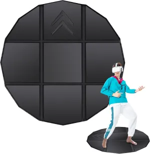 Foldable VR Mat - 39.5" Round Large Non-Slip PU Floor Mat for Virtual Reality, Waterproof Game Accessories Determine Direction and Position, Prevents Players from Hitting Objects