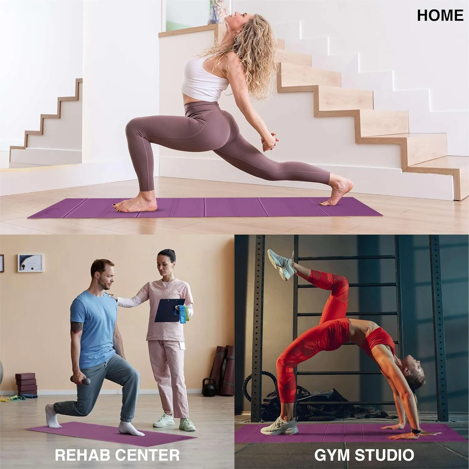 Foldable Yoga Exercise Mat  Lightweight, Anti-Slip, and Easy to Store for Yoga, Pilates, Home Workouts, and Floor Exercises