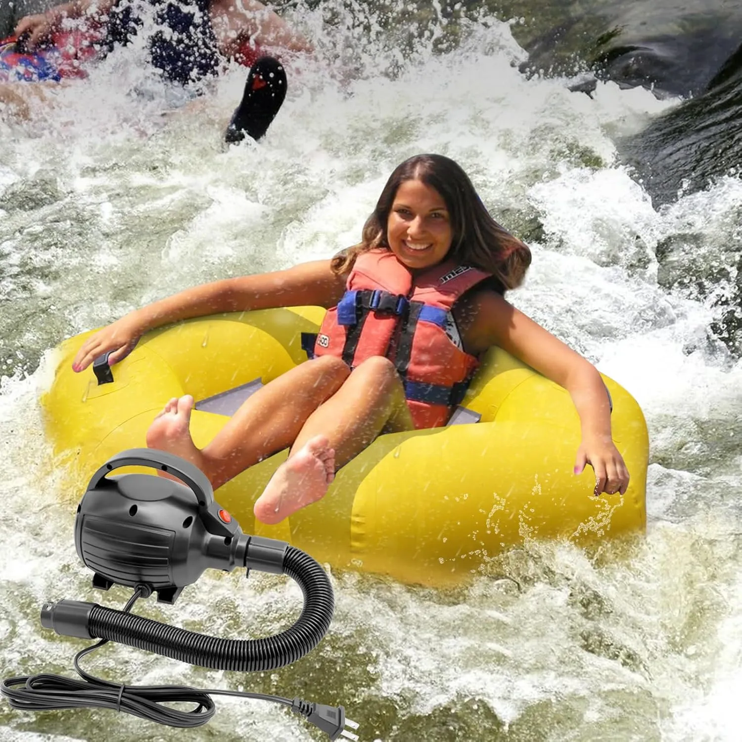 Heavy Duty River Tubes for Floating, Inflatable River Tube, Water Tubes for Floating Tubing Adventures, with Electric Air Pump for Inflatables, 600W