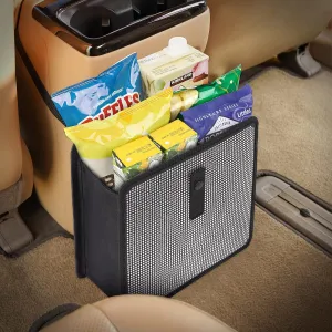 KMMOTORS Jopps Premium Diamond Car Trash Can  Luxury Foldable Bin with Strap, PU Leather & Oxford, Waterproof, Bling Crystal Design for Stylish Interiors (Large, Diamond Black)