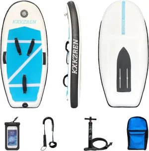 KXKZREN Inflatable Hydrofoil Board 5ft with Carbon Fiber Base, Customizable Name Text, Stand Up Paddle Board with Non-Slip Deck, Backpack, Waterproof Bag, Leash, Hand Pump