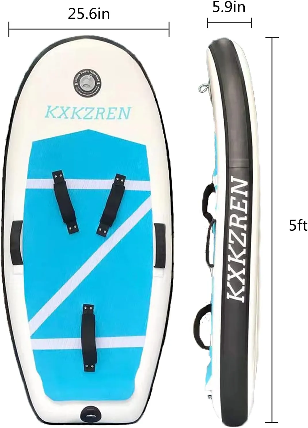 KXKZREN Inflatable Hydrofoil Board 5ft with Carbon Fiber Base, Customizable Name Text, Stand Up Paddle Board with Non-Slip Deck, Backpack, Waterproof Bag, Leash, Hand Pump