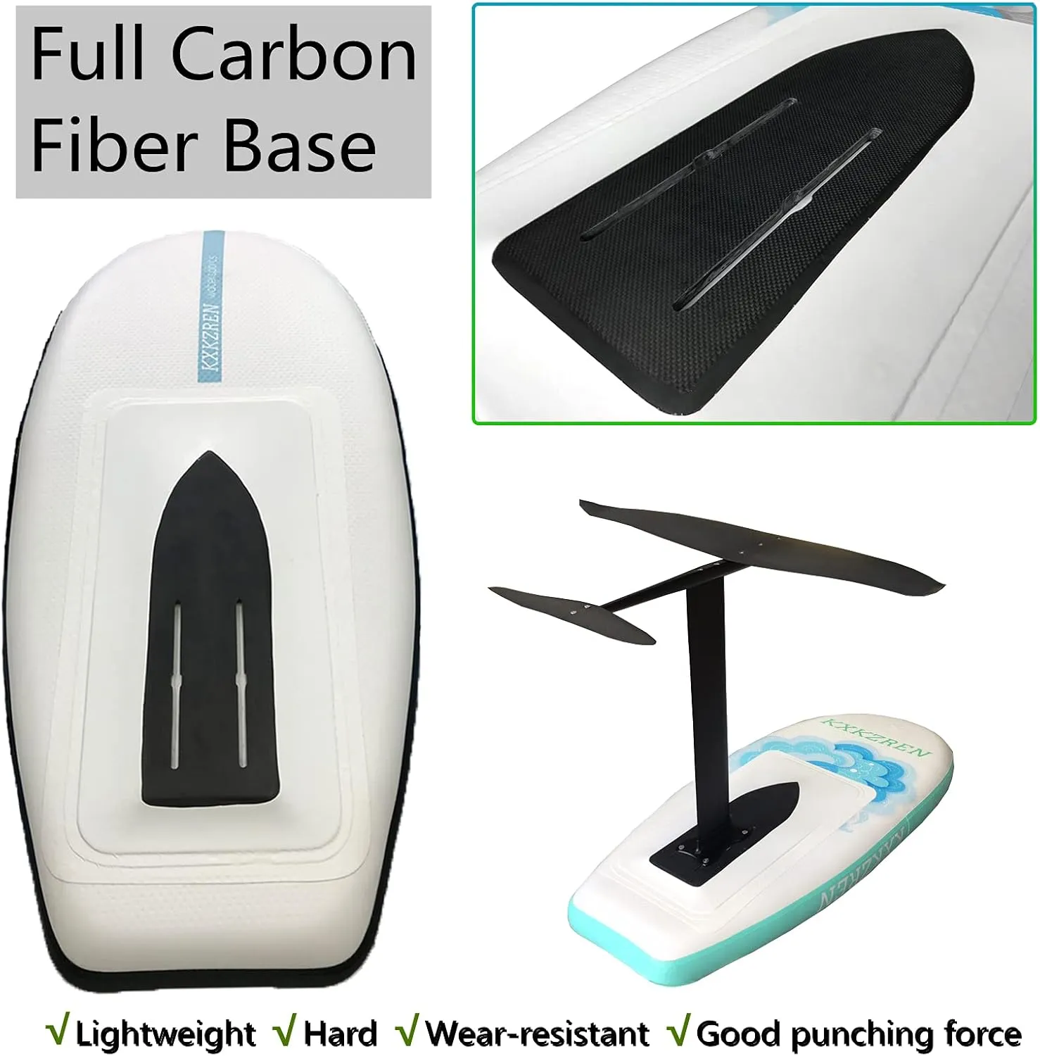 KXKZREN Inflatable Hydrofoil Board 5ft with Carbon Fiber Base, Customizable Name Text, Stand Up Paddle Board with Non-Slip Deck, Backpack, Waterproof Bag, Leash, Hand Pump