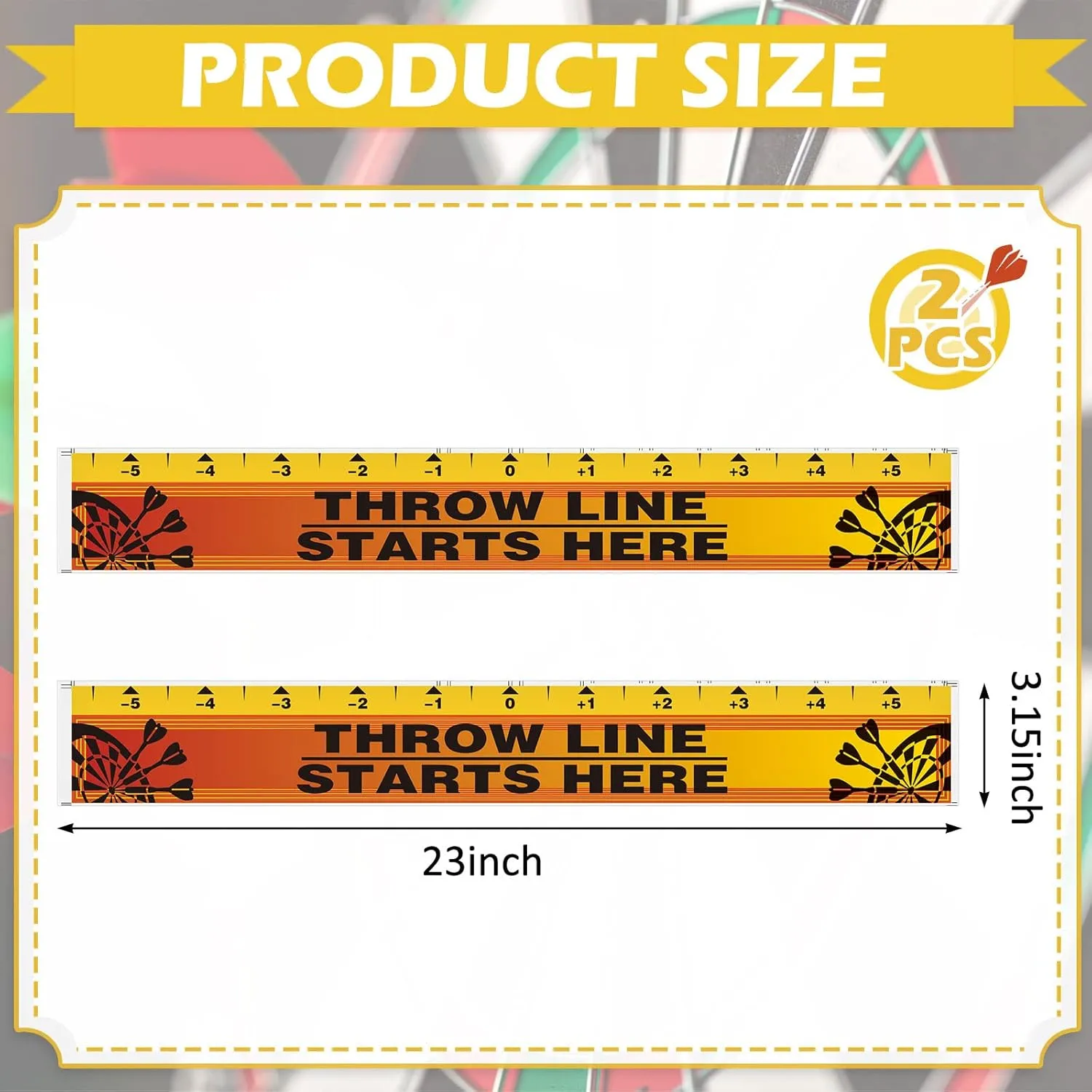 Lewtemi Dart Board Throw Line Floor Sticker PVC Toe Line Marker for Dart Players Game Accessories, 23 x 3.15 Inch