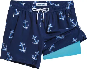 maamgic Men's Swim Trunks 5.5 inch Recycled Beach Shorts with Compression Liner Quick Dry Swim Shorts Zipper Pockets