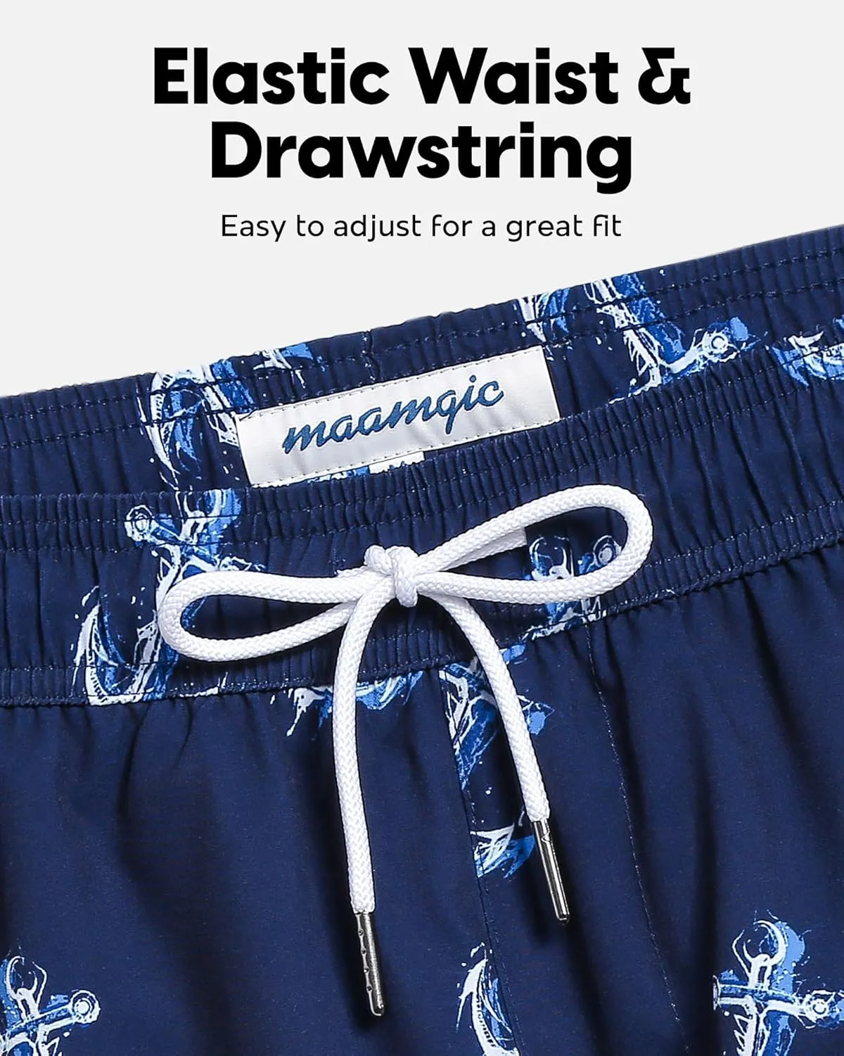 maamgic Men's Swim Trunks 5.5 inch Recycled Beach Shorts with Compression Liner Quick Dry Swim Shorts Zipper Pockets