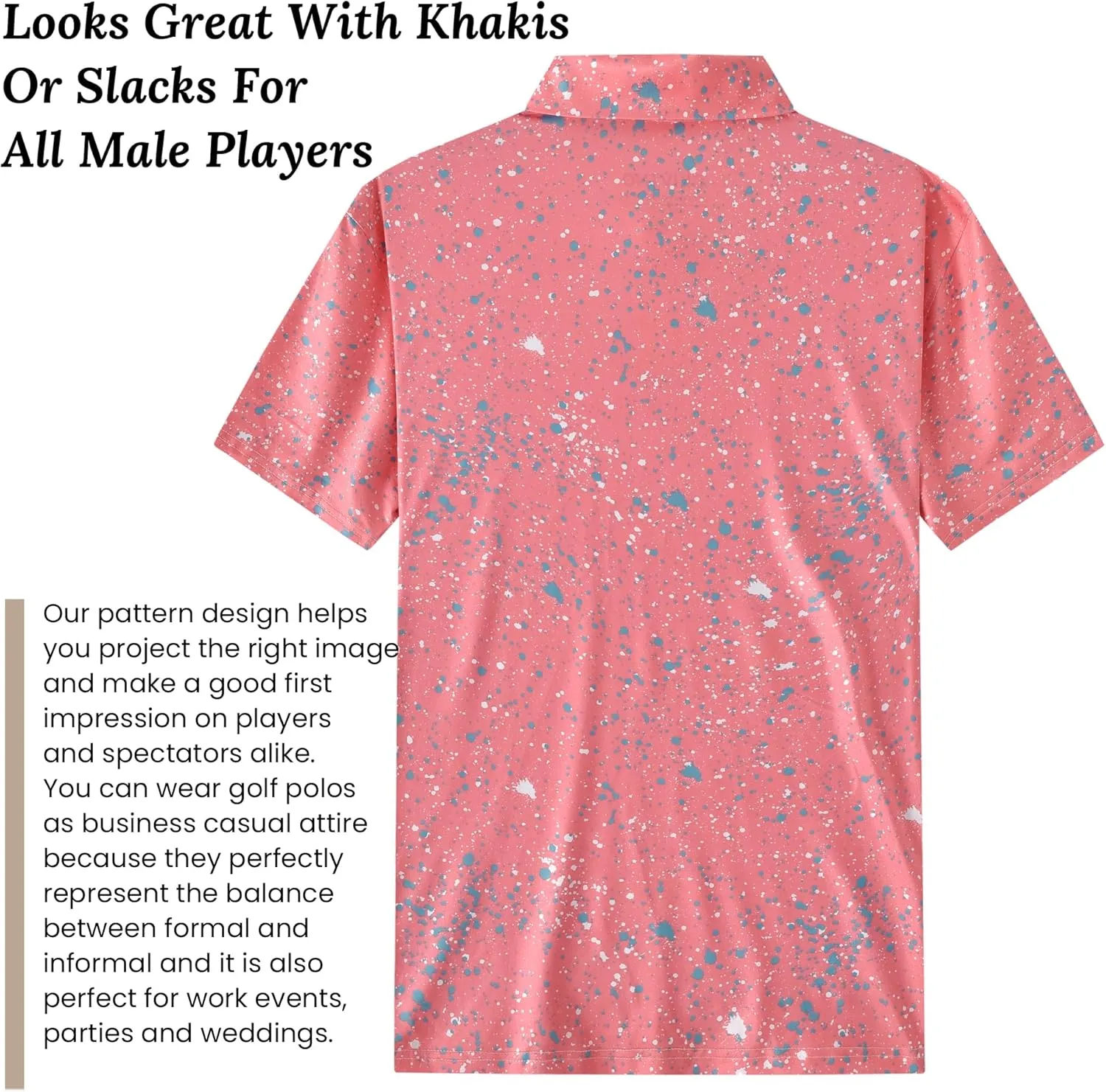 Mens Cool Crazy Funny Printed Golf Polo Shirts Summer Stretchy Dry Fit Short Sleeve Performance Shirts