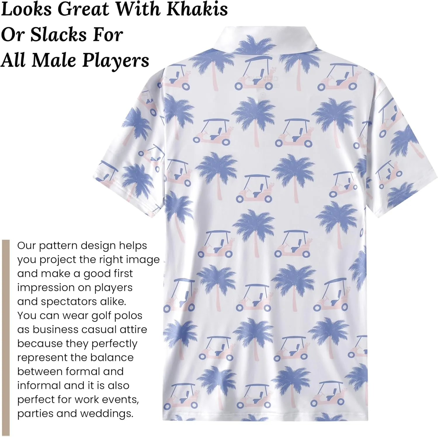 Mens Cool Crazy Funny Printed Golf Polo Shirts Summer Stretchy Dry Fit Short Sleeve Performance Shirts