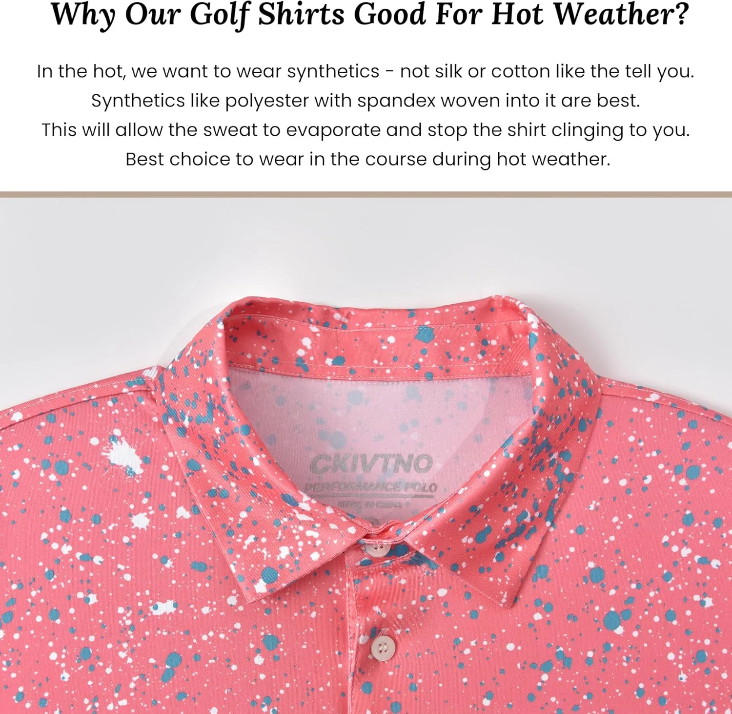 Mens Cool Crazy Funny Printed Golf Polo Shirts Summer Stretchy Dry Fit Short Sleeve Performance Shirts