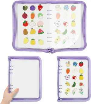 Pin Display Book Enamel Pin Collection Holder Trading Book with 6-Page Display Boards A5 Brooch Pin Storage Organizer Binder Album for Travel Collectors (Purple)