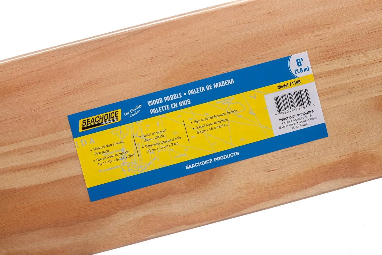 Seachoice Wood Paddle, New Zealand Construction, Wide Top Hand Grip, Clear Finish, Various Sizes