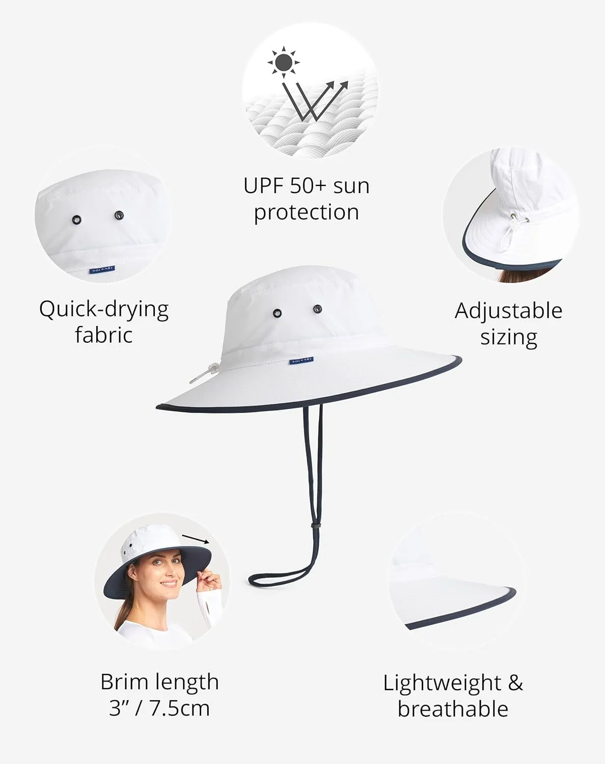 Solbari Unisex Traveler Broad Brim Sun Hat UPF 50 , Ultimate UV Protection, Lightweight & Breathable, Packable Travel Hat