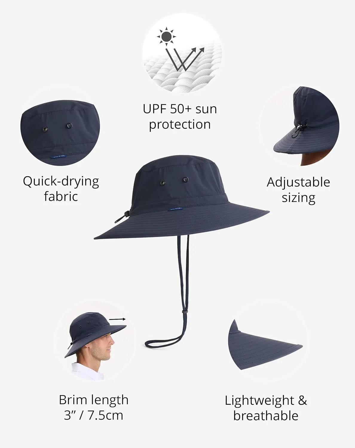 Solbari Unisex Traveler Broad Brim Sun Hat UPF 50 , Ultimate UV Protection, Lightweight & Breathable, Packable Travel Hat