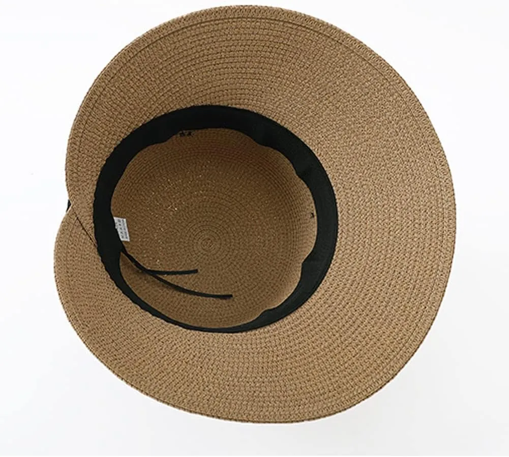 Summer Beach Sun Straw Hats for Women Wide Brim Packable Travel Bucket Hats UPF 50 