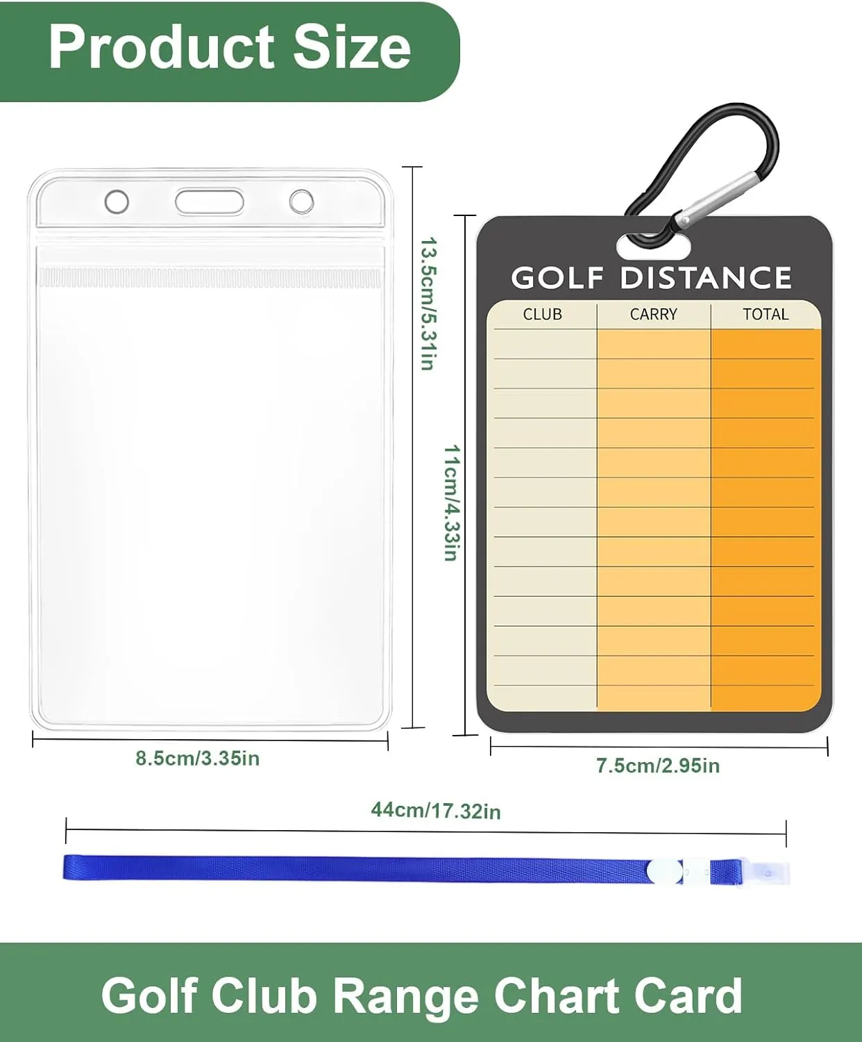 Swooflia 2 Pcs Golf Club Range Chart Card - Swing Minder Golf Reference Card of Bag Accessories & Blank Distance Yardage Scorecard Set, Funny Present for Golfers