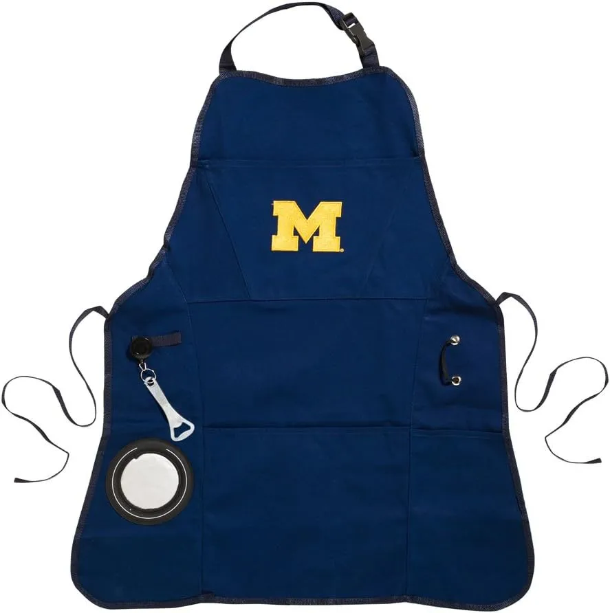 Team Sports America University of Michigan Grilling Apron | Bottle Opener and Insulated Beverage Holder | Adjustable Straps