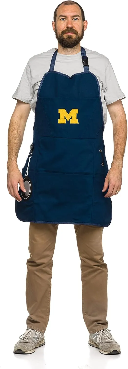 Team Sports America University of Michigan Grilling Apron | Bottle Opener and Insulated Beverage Holder | Adjustable Straps