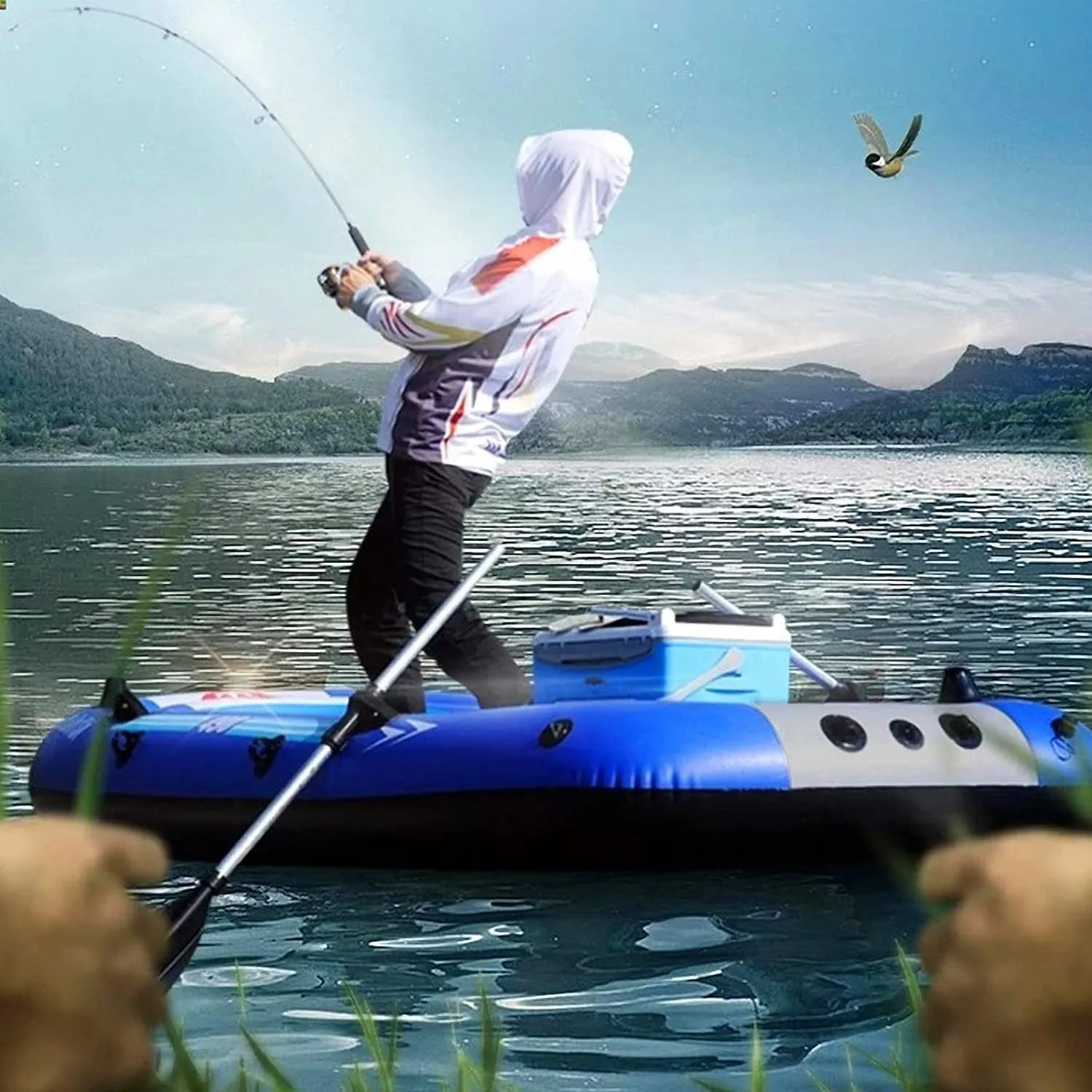 TEmkin Foldable Inflatable Boat Series, Raft Inflatable Kayak, Fishing Boat Rubber Boat, Adult and Children's Paddle Boat (One Color 198CM*122CM)