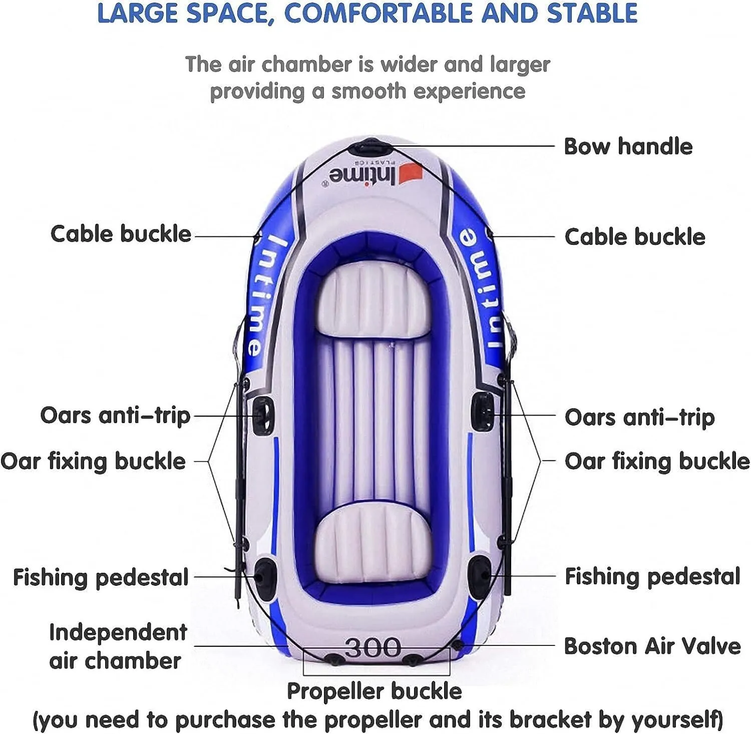 TEmkin Foldable Inflatable Boat Series, Raft Inflatable Kayak, Fishing Boat Rubber Boat, Adult and Children's Paddle Boat (One Color 198CM*122CM)