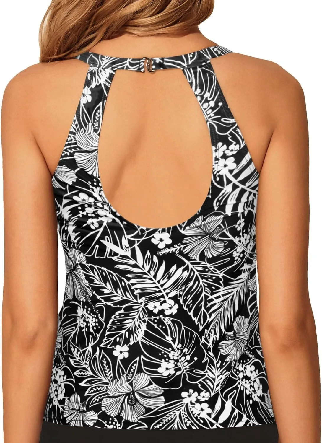 Tempt Me High Neck Tankini Top Backless Bathing Suit for Women Key Hole Swimsuit Swim Top Only
