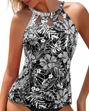 Tempt Me High Neck Tankini Top Backless Bathing Suit for Women Key Hole Swimsuit Swim Top Only