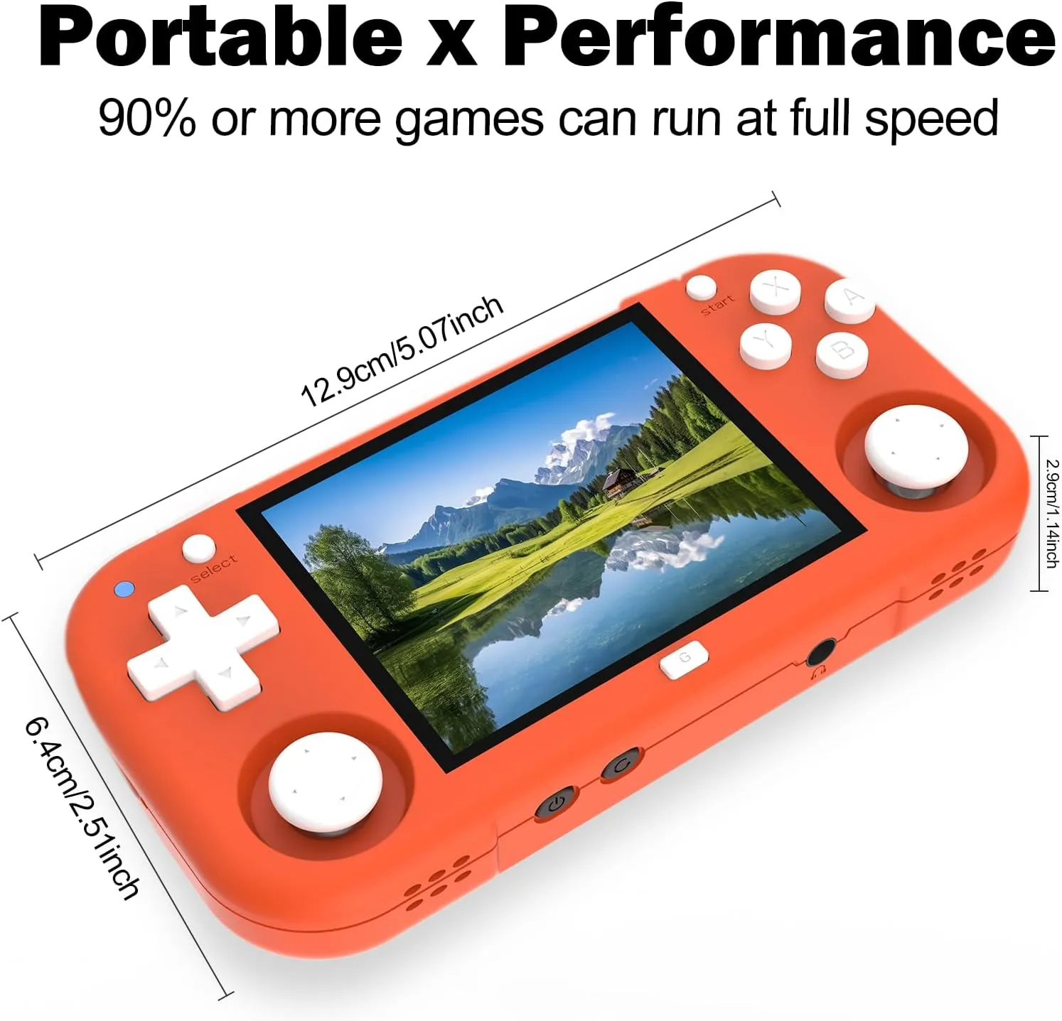 XU Mini M Retro Handheld Game Consoles, 2.8 inch IPS Screen, Built-in 64G TF Card, with 2600 mAh Battery Life 6 Hours with Case Orange