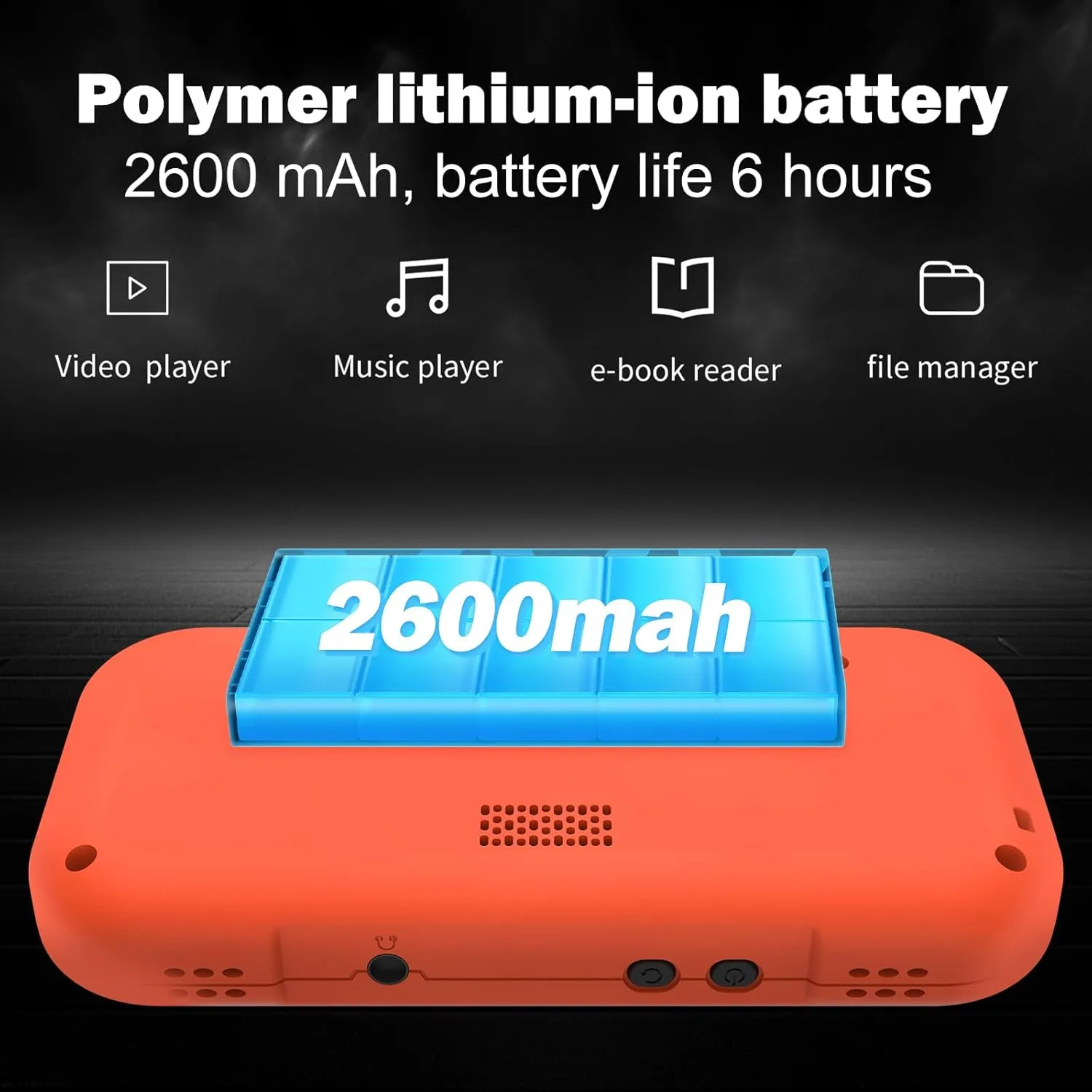 XU Mini M Retro Handheld Game Consoles, 2.8 inch IPS Screen, Built-in 64G TF Card, with 2600 mAh Battery Life 6 Hours with Case Orange